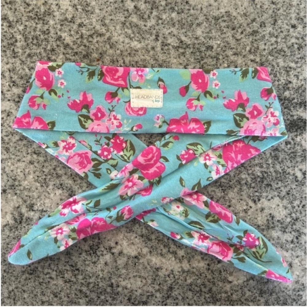 Headbands of Hope pink turquoise floral knott headband wrap versatile accessory